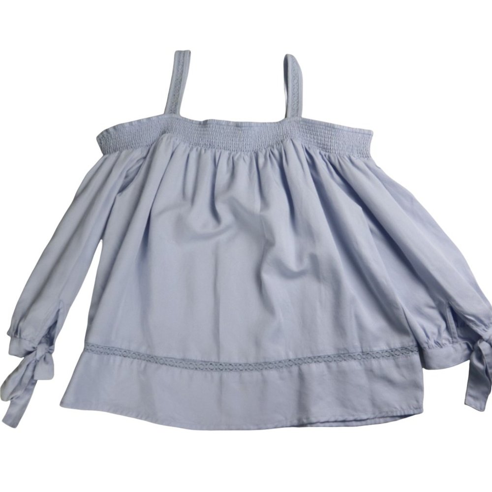Lauren Conrad women's Celeste blouse Suspenders Sleeve 3/4 with bow Size S